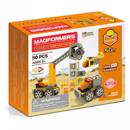 Jucarii si jocuri copii - Set magnetic Magformers, Uimitorul set de construit pe santier, Clicstoys, 2-3 ani +