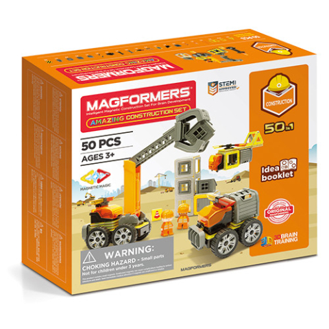 Jucarii copii 2-3 ani - Set magnetic Magformers, Uimitorul set de construit pe santier, Clicstoys, 2-3 ani +