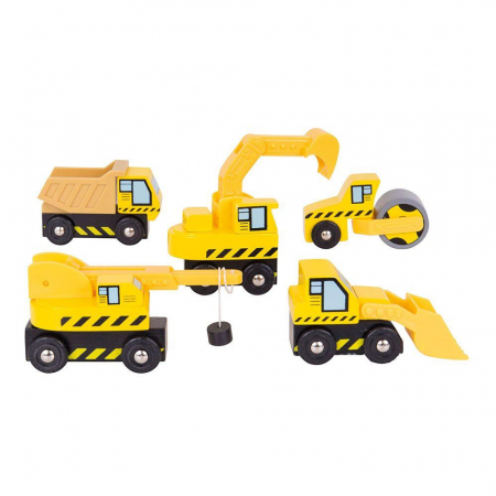 Jucarii baieti - Set masinute - Santierul de constructii, BIGJIGS Toys, 2-3 ani +