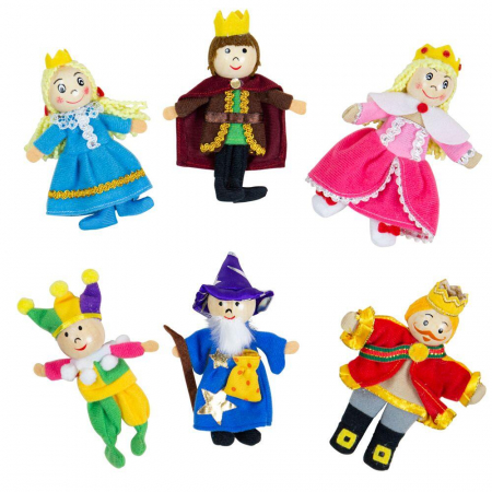Jucarii baieti - Set papusi degetar - Frumoasa din padurea adormita si ,Regele Arthur, BIGJIGS Toys, 2-3 ani +