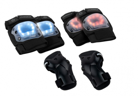 Role si Skateboard - Set protecții role cu leduri, mărimea S, Hudora
