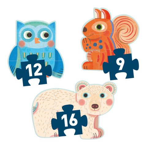 Set Puzzle-uri evolutive Djeco animale, 1-2 ani + [3]