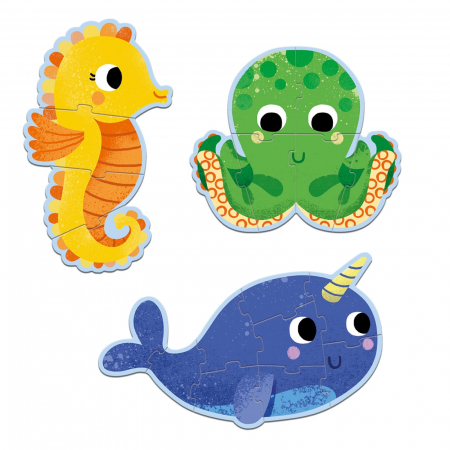 Set Puzzle-uri evolutive Djeco, Ocean, 2-3 ani + [3]