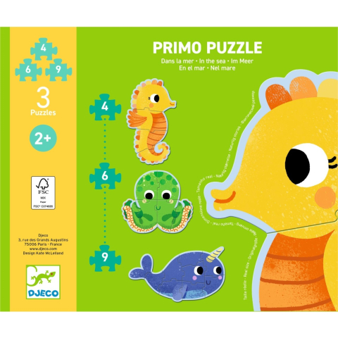 Set Puzzle-uri evolutive Djeco, Ocean, 2-3 ani + [3]