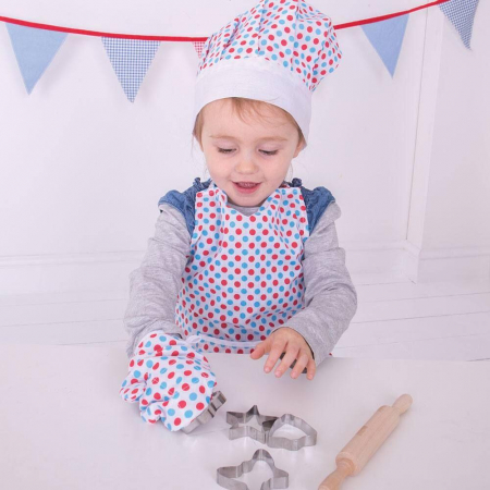 Set sortulet si accesorii alb cu buline, BIGJIGS Toys, 2-3 ani + [4]