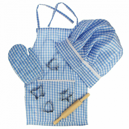 Bucatarii copii - Set sortulet si accesorii - Albastru, BIGJIGS Toys, 2-3 ani +