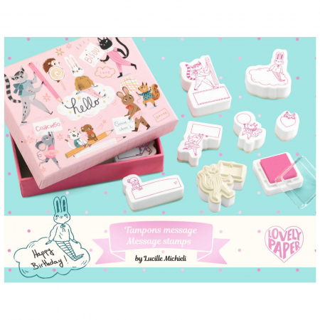 Jucarii copii 4-5 ani - Set stampile mesaje animale Djeco, 4-5 ani +