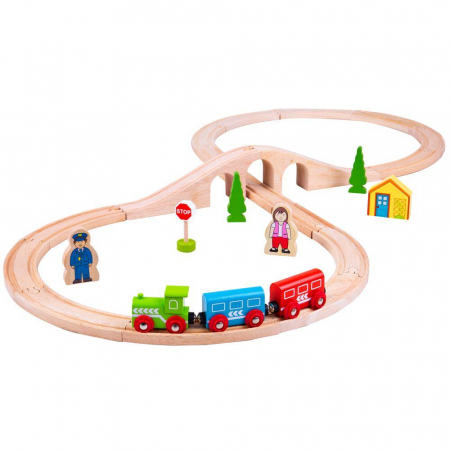 Masinute si trenulete - Set tren cu cale ferata circulara, BIGJIGS Toys, 2-3 ani +