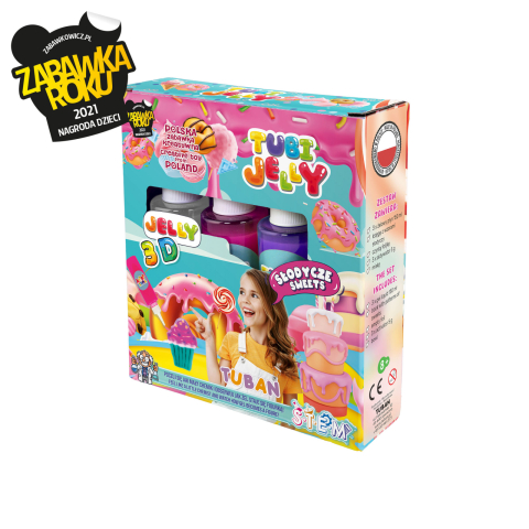 Jucării ȋndemânare - SET TUBI JELLY (gel modelator) cu 3 culori, DULCIURI