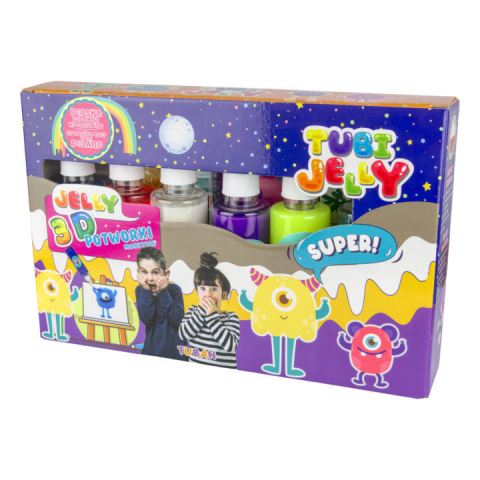 Jucarii si jocuri copii - SET TUBI JELLY (gel modelator) cu 6 culori, MONSTRI