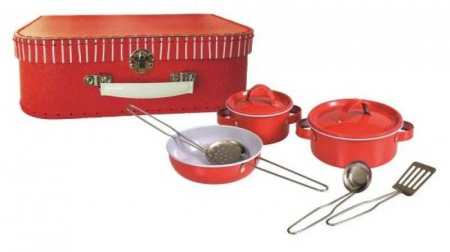Bucatarii copii - Set vase metalice rosii, Egmont toys, 2-3 ani +