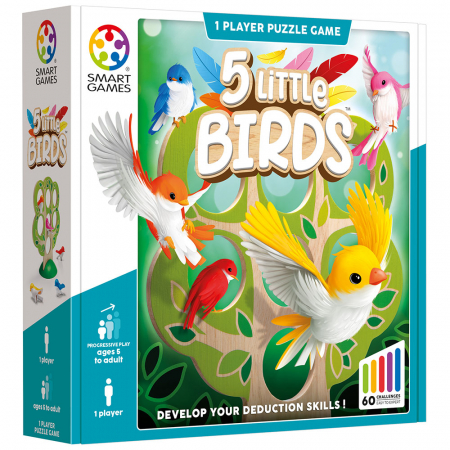 Jucarii baieti - Smart Games - 5 Little Birds, joc de logica cu 60 de provocari, 5+ ani