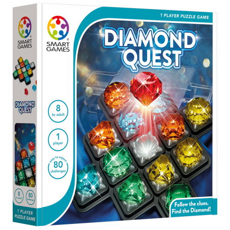 Jucarii copii 12+ ani - Smart Games - Diamond Quest, joc de logica cu 80 de provocari, 8+ ani