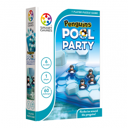Jucarii copii 12+ ani - Smart Games - Penguins Pool Party, joc de logica cu 60 de provocari, 6+ ani