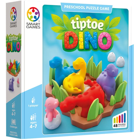 Jucarii si jocuri copii - Smart Games - Tiptoe Dino, joc de logica cu 48 de provocari, 4+ ani