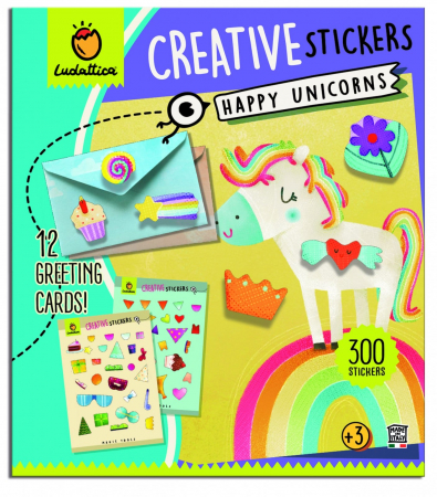 Cadouri copii - Stickere creative - Unicornii Veseli, Ludattica, 2-3 ani +