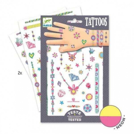 Vârsta - Tatuaje Djeco bijuterii neon, 2-3 ani +