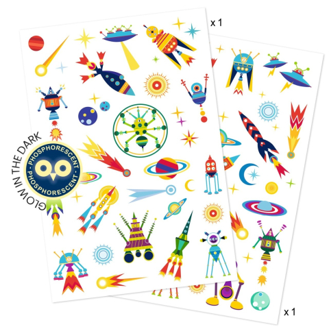 Tatuaje Djeco fluorescente, Spatiu, 2-3 ani + [2]