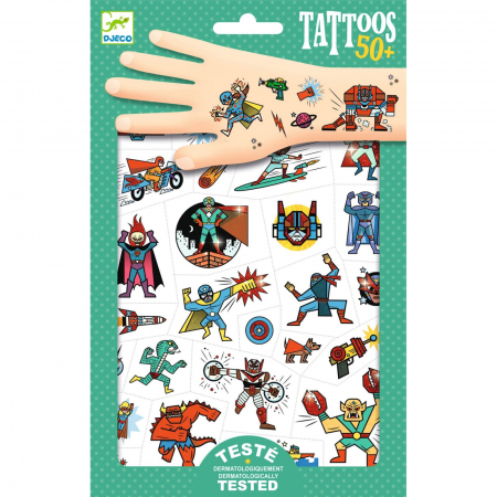 Jucarii copii 2-3 ani - Tatuaje Djeco Supereroi, 2-3 ani +
