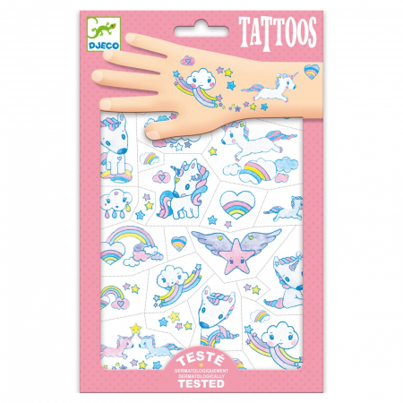 Jucarii copii 2-3 ani - Tatuaje Djeco Unicorni, 2-3 ani +