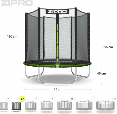 Trambulina copii 183 cm de exterior ZIPRO Jump Pro cu plasa de protectie externa [8]