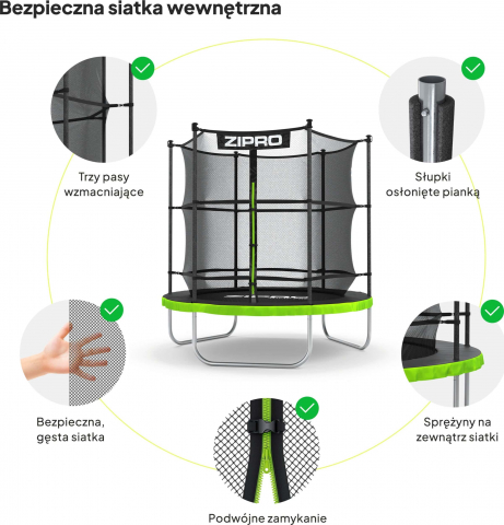 Trambulina copii 183 cm de exterior ZIPRO Jump Pro, cu plasa de protectie interna [5]