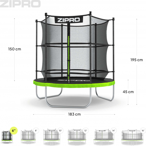 Trambulina copii 183 cm de exterior ZIPRO Jump Pro, cu plasa de protectie interna [8]