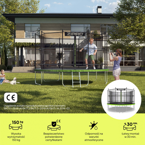 Trambulina copii 374 cm de exterior ZIPRO Jump Pro, cu plasa de protectie interna [1]