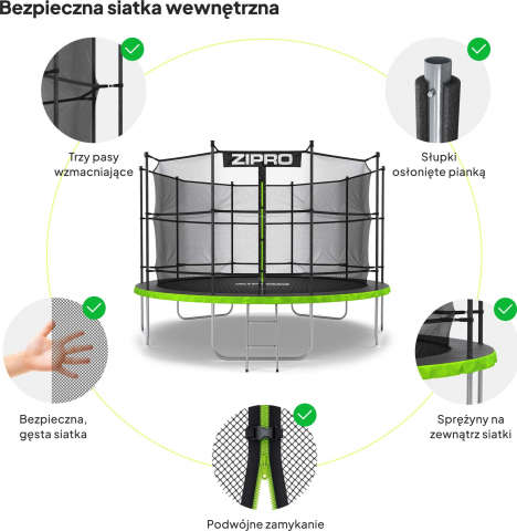 Trambulina copii 374 cm de exterior ZIPRO Jump Pro, cu plasa de protectie interna [5]