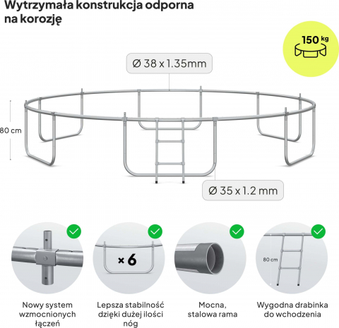 Trambulina copii 435 cm de exterior ZIPRO Jump Pro cu plasa de protectie externa [2]
