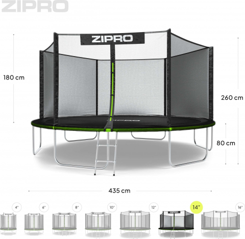 Trambulina copii 435 cm de exterior ZIPRO Jump Pro cu plasa de protectie externa [9]