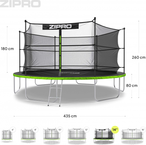 Trambulina copii 435 cm de exterior ZIPRO Jump Pro, cu plasa de protectie interna [9]