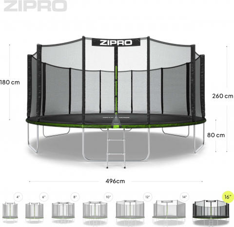 Trambulina copii 496 cm de exterior ZIPRO Jump Pro cu plasa de protectie externa [9]