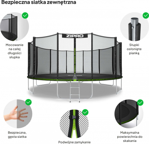 Trambulina copii 496 cm de exterior ZIPRO Jump Pro cu plasa de protectie externa [5]