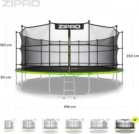 Trambulina copii 496 cm de exterior ZIPRO Jump Pro, cu plasa de protectie interna [9]