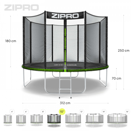 Trambulina copii 312 cm de exterior ZIPRO Jump Pro cu plasa de protectie externa [1]