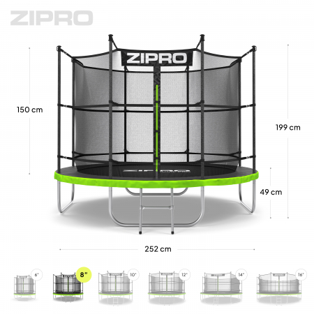 Trambulina copii 252 cm de exterior ZIPRO Jump Pro, cu plasa de protectie interna [1]