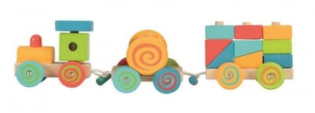 Cuburi din lemn - Trenulet cu cuburi, Egmont toys, 1-2 ani +