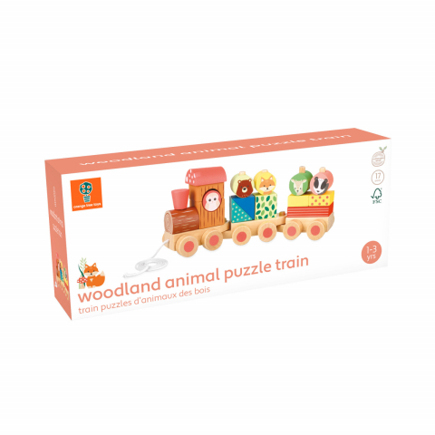 Trenulet din lemn cu forme si animale, Orange Tree Toys [2]