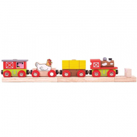 Masinute si trenulete - Trenuletul fermei vesele, BIGJIGS Toys, 2-3 ani +