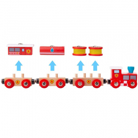 Trenuletul pompierilor, BIGJIGS Toys, 2-3 ani + [2]