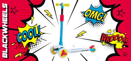 Trotineta cu 3 roti copii BlackWheels BLINK Albastra, cu inaltime reglabila, roata diametru 200 mm [12]