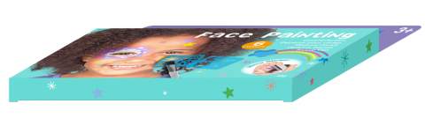 Trusa make-up pictura fata cu sabloane incluse - sase culori non-alergice - curcubeu si stele [4]