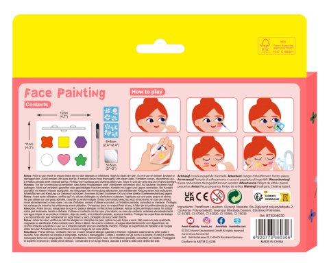 Trusa make-up pictura fata cu sabloane incluse - sase culori non-alergice - flori si fluturi [1]