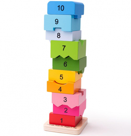 Turnulet din lemn cu numere, BIGJIGS Toys, 1-2 ani + [2]