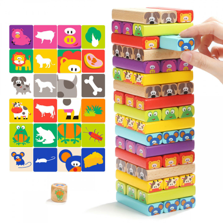 Jocuri de indemanare - Turnuletul instabil - Animalute vesele, Topbright, 2-3 ani +