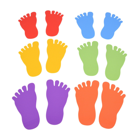 Jucarii si jocuri copii - Urme Colorate pentru Echilibru si Coordonare - Set 12 Piese Senzoriale, 18 Luni+
