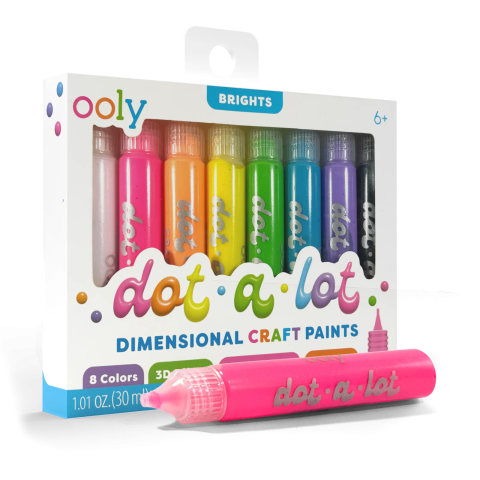 Gradinita si scoala - Vopsea 3D pentru tehnica punctului ,   Dot-a-Lot, set de 8 culori Brights