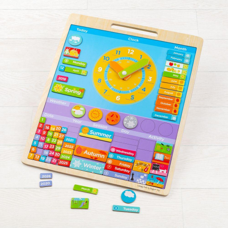 Jocuri cu magneti - Vremea - Calendar magnetic in limba engleza, BIGJIGS Toys, 2-3 ani +
