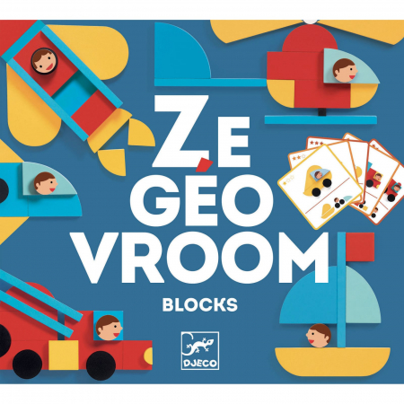 Jucarii copii 4-5 ani - Ze GeoVroom Djeco, joc de construit cu piese geometrice, 2-3 ani +
